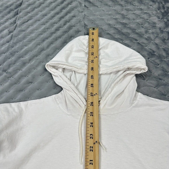 VINTAGE Lake Placid Shirt Men XL Single Stitch White Long Sleeve Hooded Pullover - Picture 8 of 13